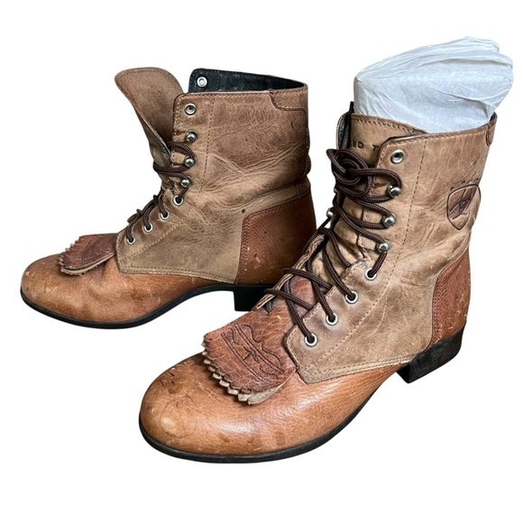 Ariat Heritage II Lacer Brown Leather Boots Kiltie Sz 6.5 Women Riding Booties - Picture 14 of 14